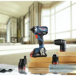 Factory Reconditioned Bosch 18V Lithium-Ion Brushless Cordless Drill Driver Kit with 5-In-1 Flexiclick System (4 Ah)
