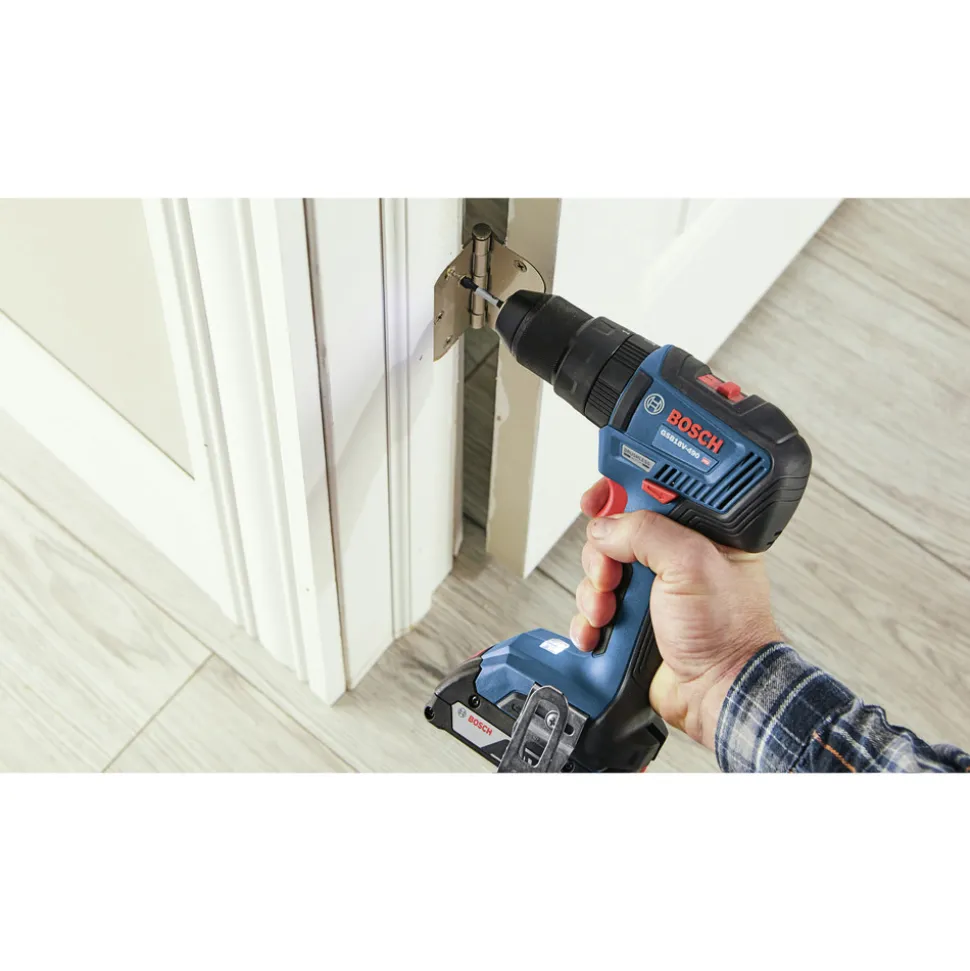 Factory Reconditioned Bosch 18V Brushless Lithium-Ion 1/2 in. Hammer Drill Driver and 1/4 in. and 1/2 in. 2-in-1 Bit/Socket Impact Driver Combo Kit with 2 Batteries (2 Ah)