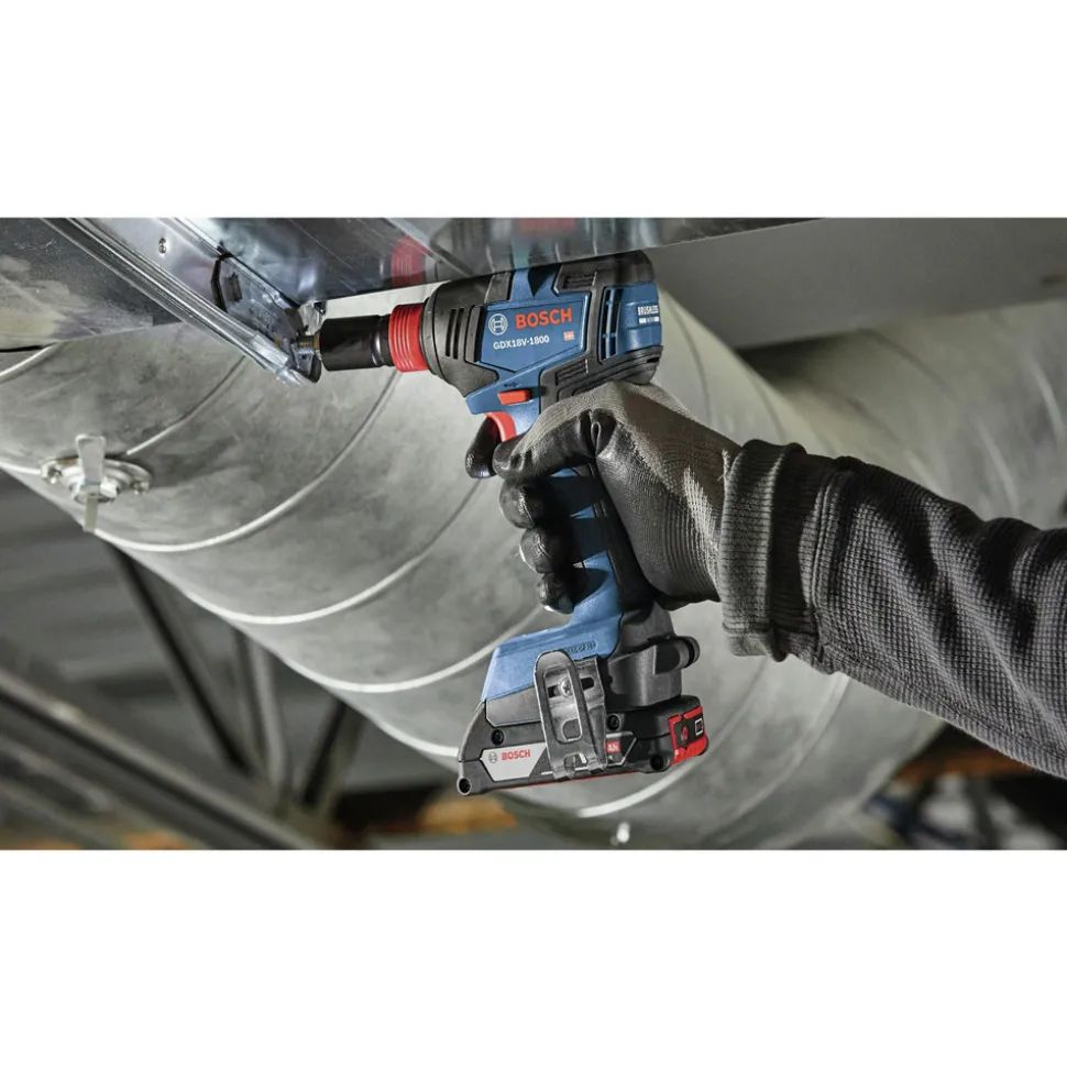 Factory Reconditioned Bosch 18V Brushless Lithium-Ion 1/2 in. Hammer Drill Driver and 1/4 in. and 1/2 in. 2-in-1 Bit/Socket Impact Driver Combo Kit with 2 Batteries (2 Ah)