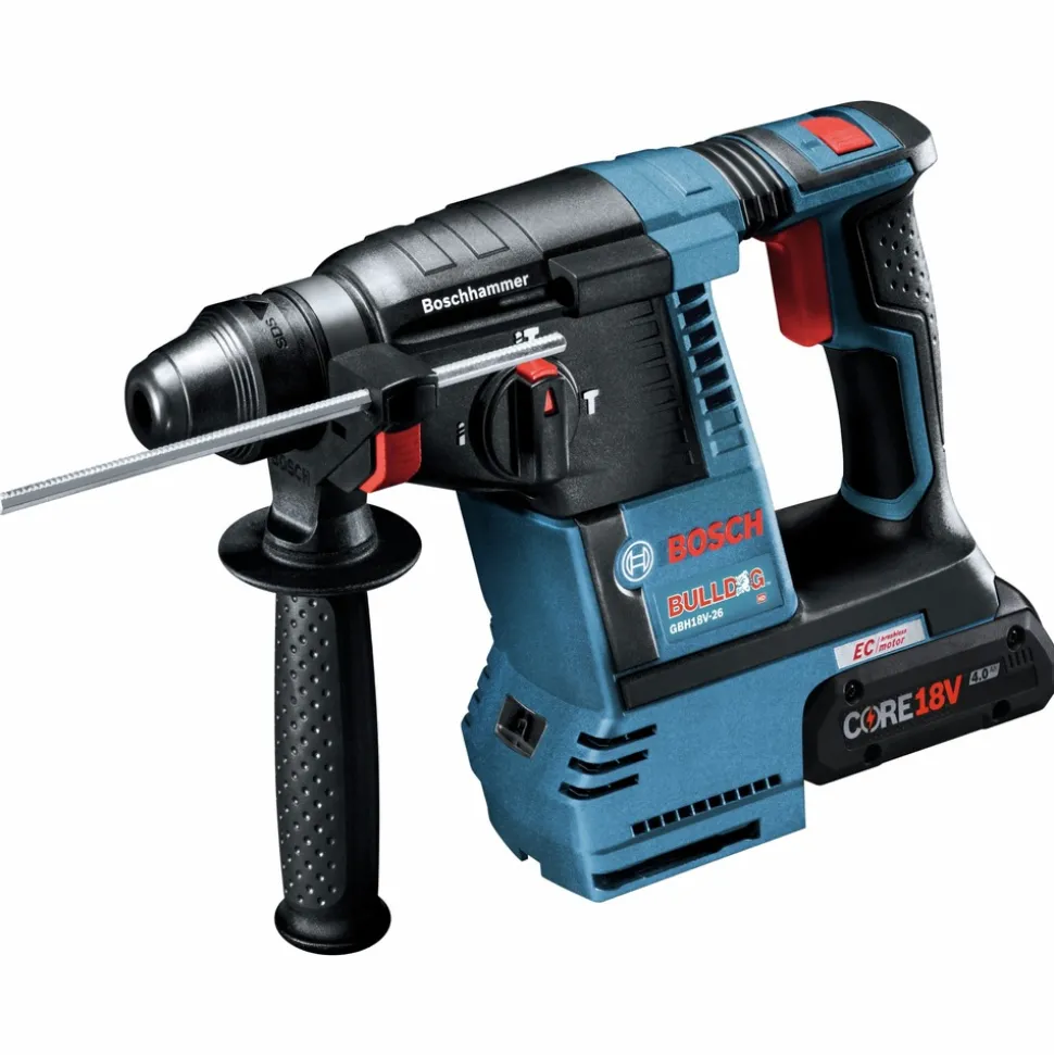 Factory Reconditioned Bosch 18V Brushless Lithium-Ion 1 in. Cordless SDS-Plus Bulldog Rotary Hammer Kit with 2 Batteries (4 Ah)