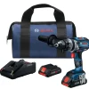 Factory Reconditioned Bosch 18V Brushless Lithium-Ion 1/2 in. Cordless Connected-Ready Hammer Drill Driver Kit with 2 Batteries (4 Ah)