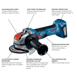 Factory Reconditioned Bosch 18V Brushless Lithium-Ion 4-1/2 in. Cordless X-LOCK Angle Grinder (Tool Only)