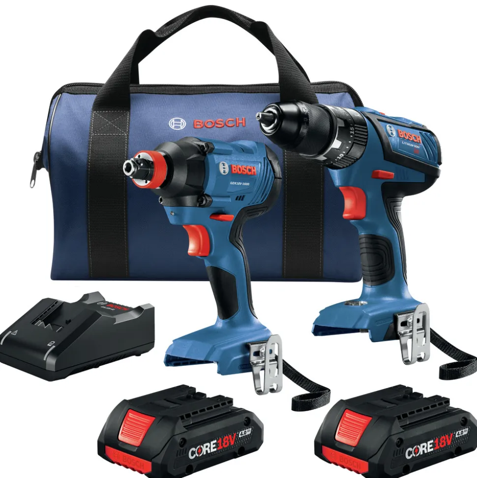 Factory Reconditioned Bosch 18V 1/2 in. Hammer Drill Driver and 2-in-1 Impact Driver Combo Kit (4 Ah)