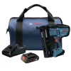Factory Reconditioned Bosch 18V Lithium-Ion Brushless 16-Gauge Cordless Angled Finish Nailer Kit (2 Ah)