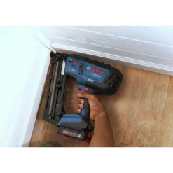 Factory Reconditioned Bosch 18V Lithium-Ion Brushless 16-Gauge Cordless Angled Finish Nailer Kit (2 Ah)