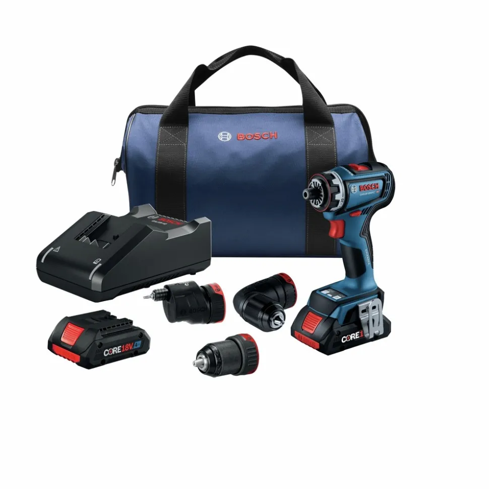 Factory Reconditioned Bosch 18V Brushless Lithium-Ion Cordless 5-In-1 Flexiclick System Drill Driver with 2 Batteries (4 Ah)