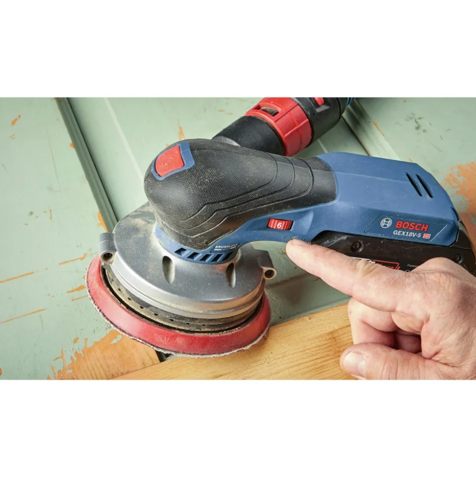 Factory Reconditioned Bosch 18V Brushless 5 in. Cordless Random Orbit Sander Kit (4 Ah)