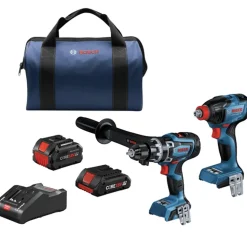 Factory Reconditioned Bosch 18V Brushless Lithium-Ion 1/2 in. Cordless Hammer Drill Driver and Bit/Socket Impact Driver/Wrench Combo Kit with 2 Batteries (8 Ah/4 Ah)