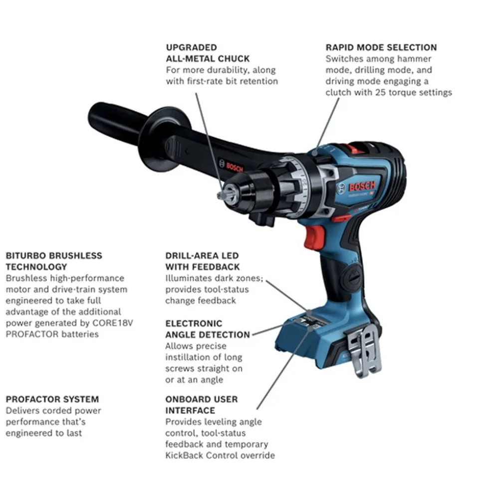 Factory Reconditioned Bosch 18V Brushless Lithium-Ion 1/2 in. Cordless Hammer Drill Driver and Bit/Socket Impact Driver/Wrench Combo Kit with 2 Batteries (8 Ah/4 Ah)