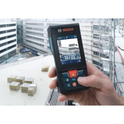 Factory Reconditioned Bosch 400 ft Cordless Bluetooth Laser Measure with Camera Viewfinder and AA Batteries Kit