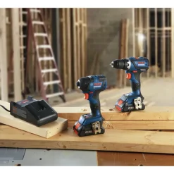 Factory Reconditioned Bosch 18V Compact Tough Connected-Ready EC Brushless Lithium-Ion 1/2 in. Cordless Drill Driver / 1/4 in. Hex Impact Driver Combo Kit with 2 Batteries (4 Ah)