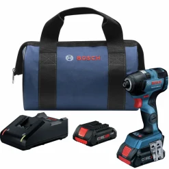 Factory Reconditioned Bosch 18V EC Brushless Lithium-Ion 1/4 In. Cordless Hex Impact Driver Kit with (2) 4 Ah Batteries