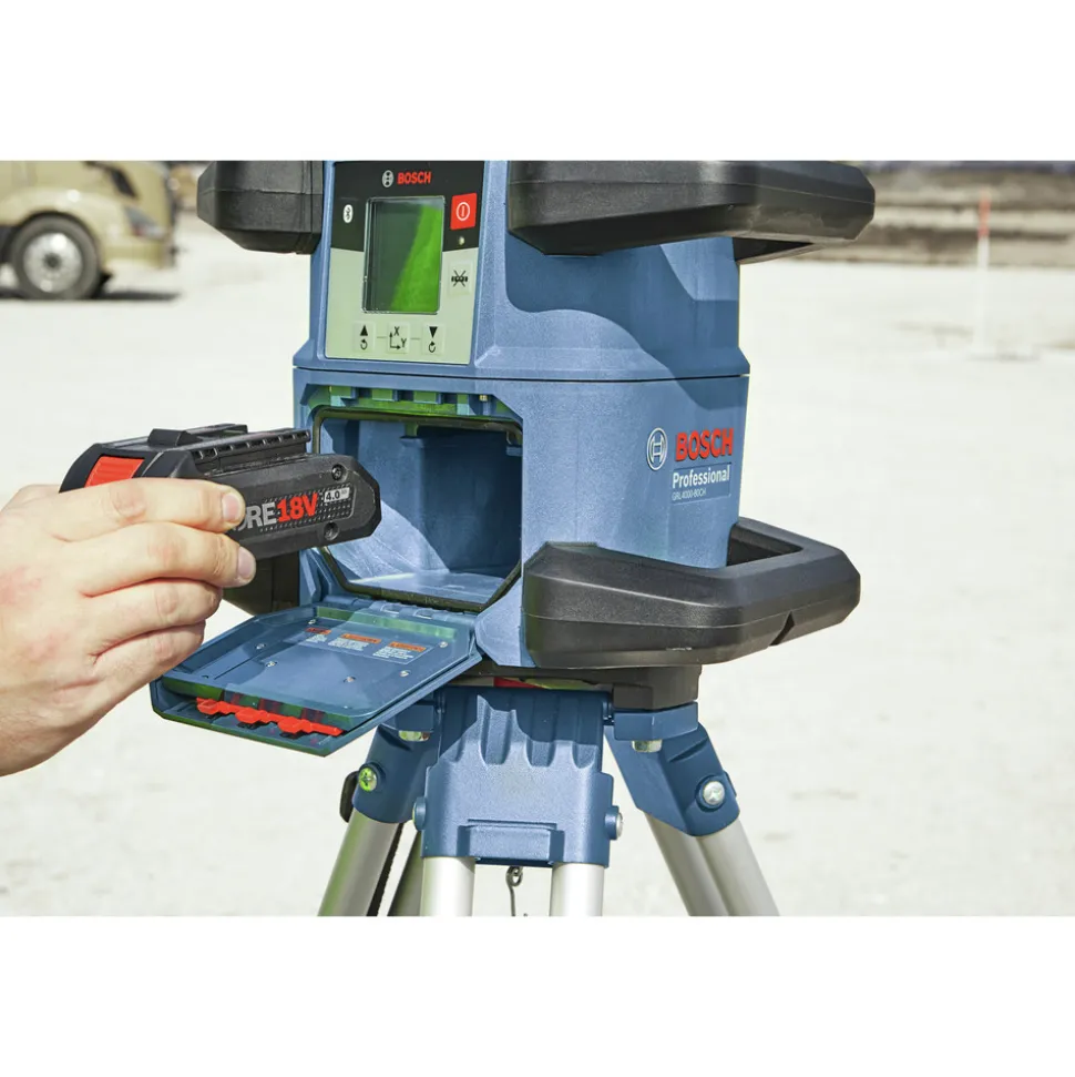 Factory Reconditioned Bosch 18V REVOLVE4000 Lithium-Ion Connected Self-Leveling Cordless Horizontal/Vertical Rotary Laser Kit (4 Ah)