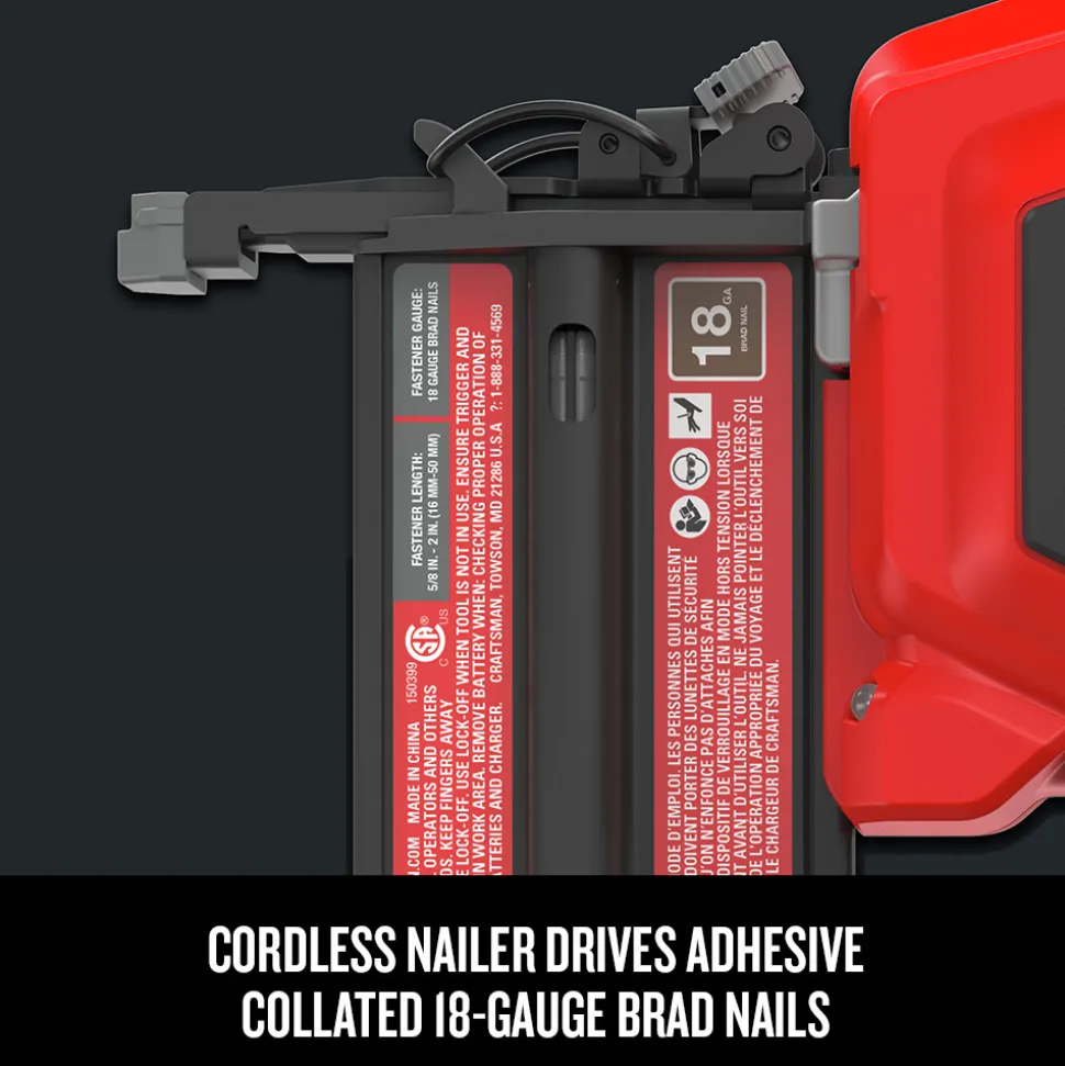 Factory Reconditioned Craftsman 20V Lithium-Ion 18 Gauge Cordless Brad Nailer Kit (1.5 Ah)