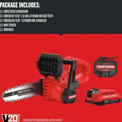 Factory Reconditioned Craftsman V20 Brushed Lithium-Ion 10 in. Cordless Chainsaw Kit (2 Ah)