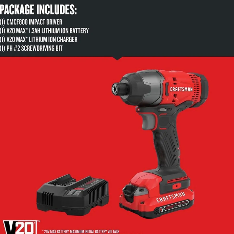 Factory Reconditioned Craftsman V20 Brushed Lithium-Ion 1/4 in. Cordless Impact Driver Kit (1.5 Ah)