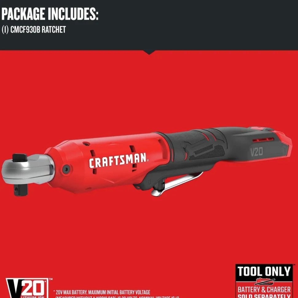Factory Reconditioned Craftsman V20 Brushed Lithium-Ion 3/8 in. Cordless Drive Ratchet (Tool Only)