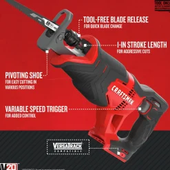 Factory Reconditioned Craftsman 20V Compact Lithium-Ion 1 in. Cordless Reciprocating Saw (Tool Only)