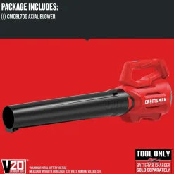 Factory Reconditioned Craftsman V20 Brushed Lithium-Ion Cordless Axial Leaf Blower (Tool Only)
