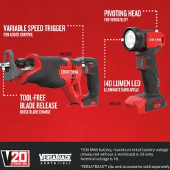 Factory Reconditioned Craftsman 20V Lithium-Ion Cordless 4-Tool Combo Kit (2 Ah)