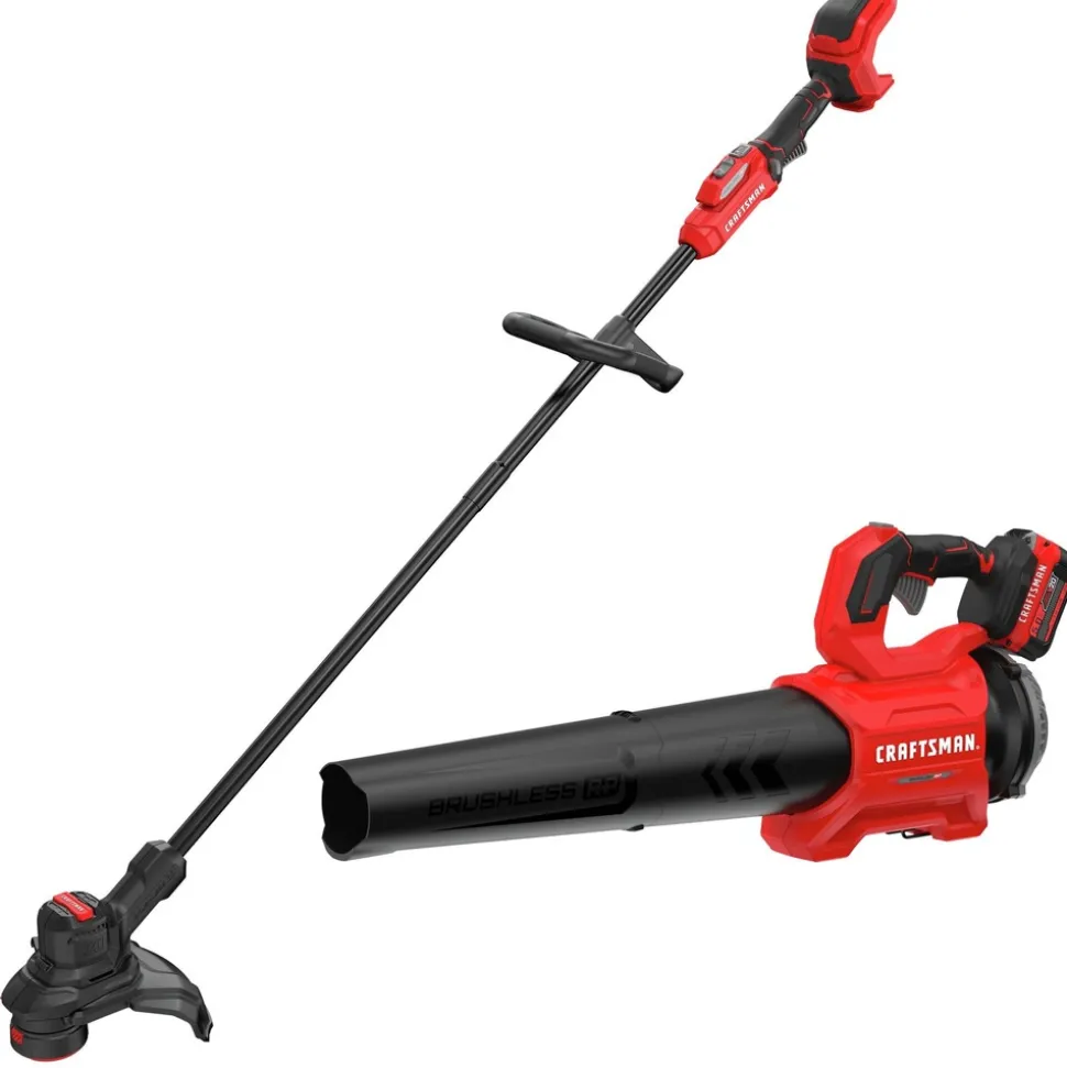 Factory Reconditioned Craftsman V20 Lithium-Ion Cordless String Trimmer and Blower Combo Kit (5 Ah)