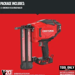 Factory Reconditioned Craftsman V20 Lithium-Ion 18-Gauge Cordless Brad Nailer (Tool Only)