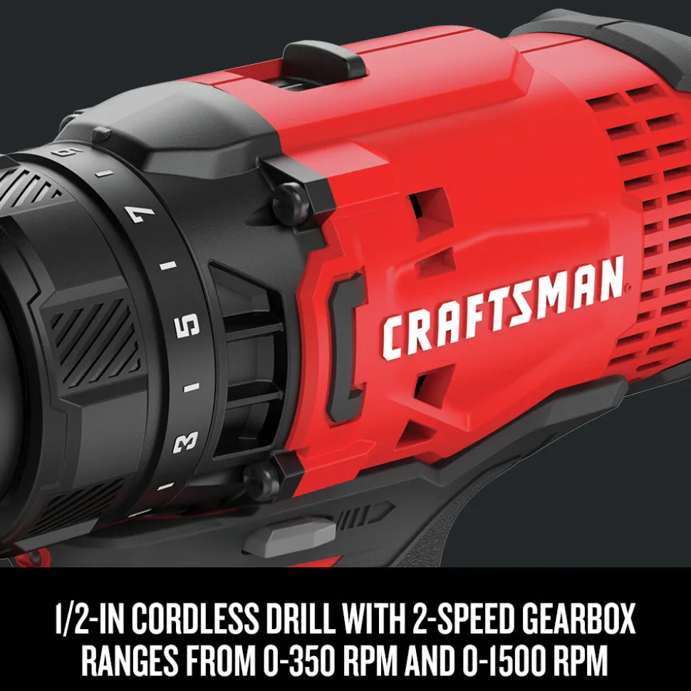 Factory Reconditioned Craftsman 20V Variable Speed Lithium-Ion 1/2 in. Cordless Drill Driver and 1/4 in. Impact Driver Combo Kit (1.3 Ah)