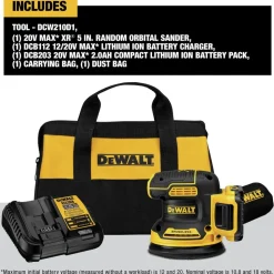 Factory Reconditioned Dewalt 20V MAX XR Brushless Variable Speed Lithium-Ion 5 in. Cordless Random Orbital Sander Kit (2 Ah)