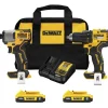 Factory Reconditioned Dewalt 20V MAX 1/2 in. Cordless Drill Driver and 1/4 in. Cordless Impact Driver Combo Kit (2 Ah)
