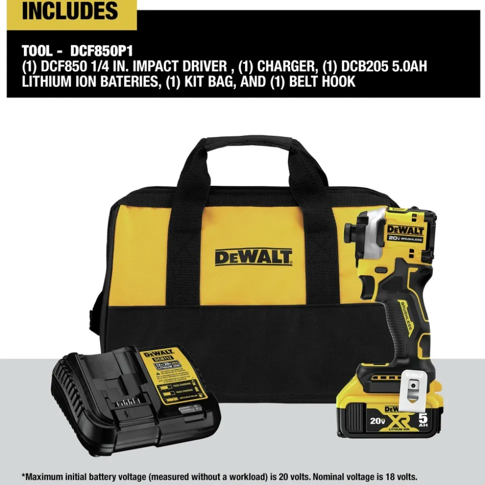 Factory Reconditioned Dewalt 20V MAX ATOMIC Brushless 3-Speed Lithium-Ion 1/4 in. Cordless Impact Driver Kit (5 Ah)