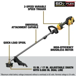 Factory Reconditioned Dewalt 60V MAX Brushless Lithium-Ion 17 in. Cordless String Trimmer (Tool Only)