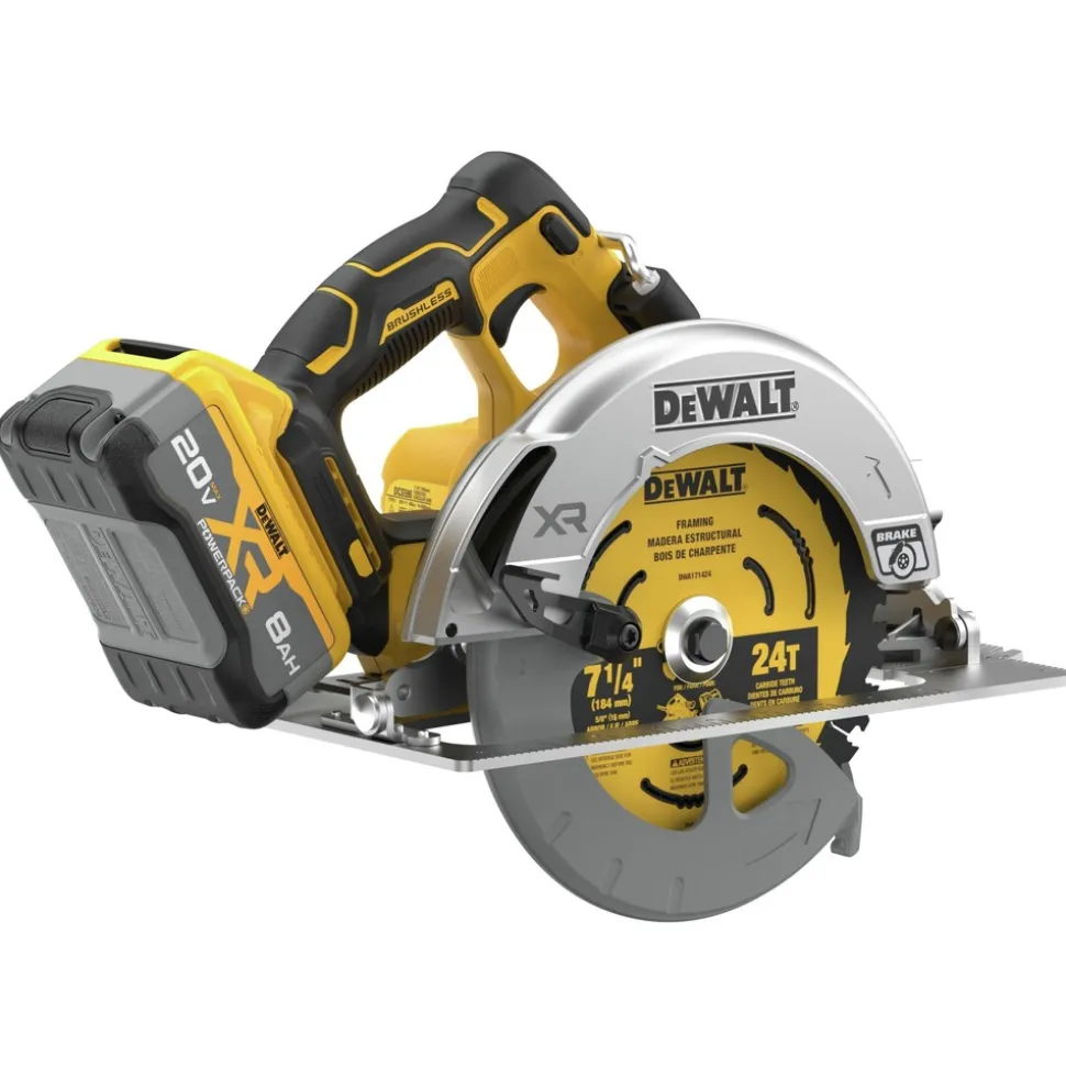 Factory Reconditioned Dewalt 20V MAX XR Lithium-Ion Brushless 7-1/4 in. Cordless Circular Saw Kit with POWERPACK (8 Ah)