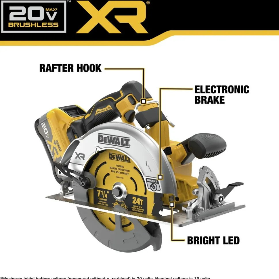 Factory Reconditioned Dewalt 20V MAX XR Lithium-Ion Brushless 7-1/4 in. Cordless Circular Saw Kit with POWERPACK (8 Ah)