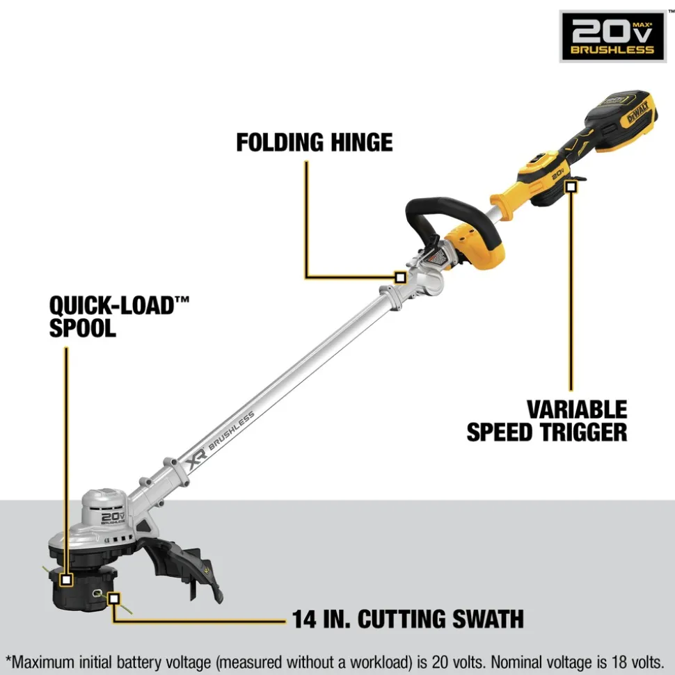 Factory Reconditioned Dewalt 20V MAX Lithium-Ion Cordless 14 in. Folding String Trimmer Kit (5 Ah)