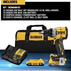 Factory Reconditioned Dewalt 20V MAX XR Brushless Lithium-Ion 1/2 in. Cordless Drill Driver Kit with 2 Batteries (1.7 Ah/2 Ah)