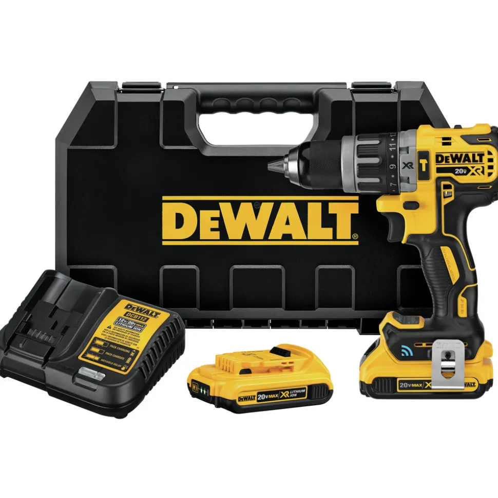 Factory Reconditioned Dewalt 20V MAX XR Lithium-Ion Compact 1/2 in. Cordless Hammer Drill Kit with Tool Connect (2 Ah)