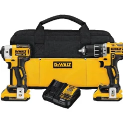 Factory Reconditioned Dewalt 20V MAX XR Brushless Lithium-Ion 1/2 in. Cordless Drill Drill Driver/ 1/4 in. Impact Driver Combo Kit (2 Ah)