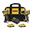 Factory Reconditioned Dewalt 20V MAX XR 1/2 in. Cordless Drill Driver and 20V MAX ATOMIC 1/4 in. Cordless Impact Driver Combo Kit (2 Ah)