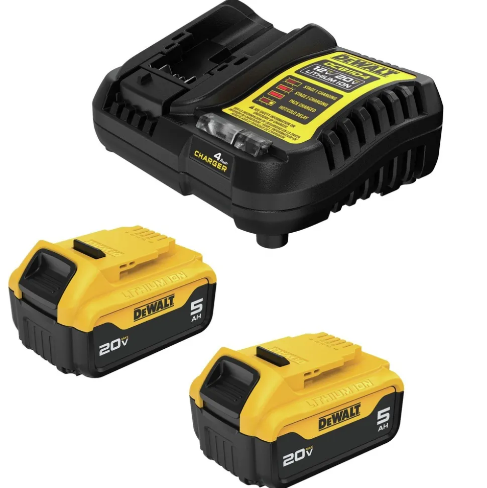 Factory Reconditioned Dewalt (2) 20V MAX 5 Ah Lithium-Ion Batteries and Charger Kit