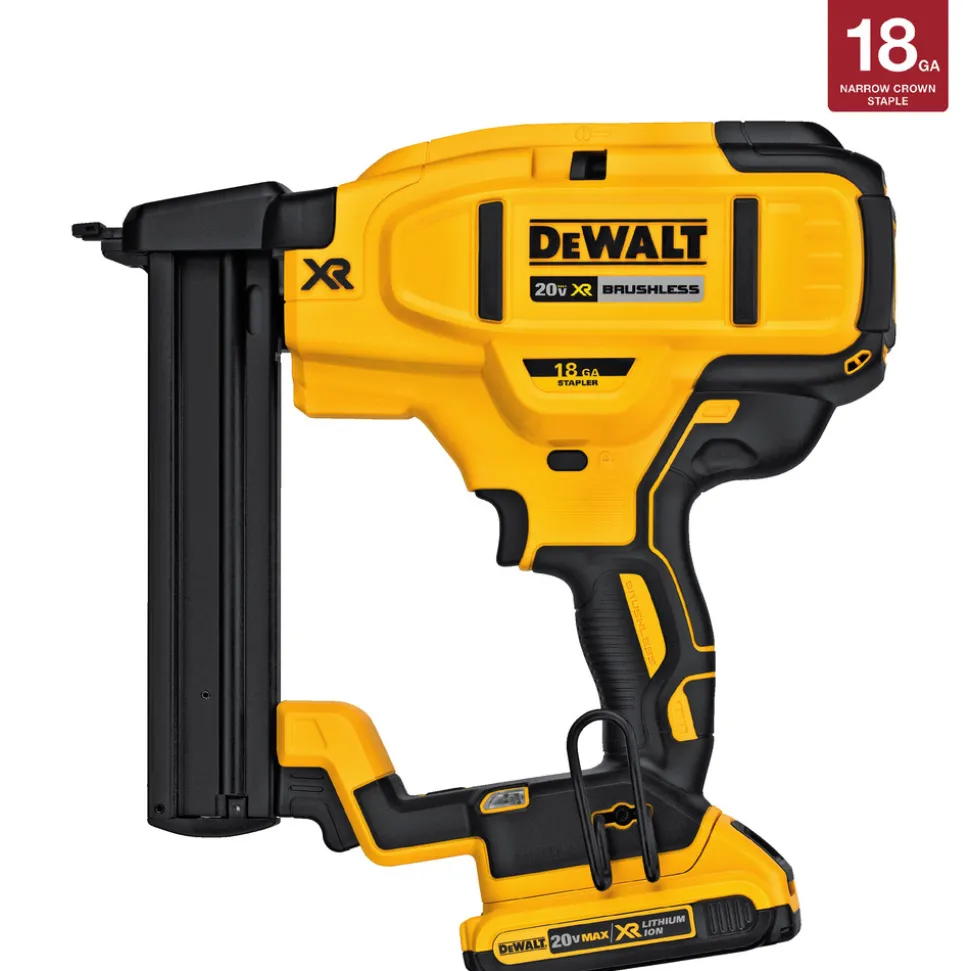 Factory Reconditioned Dewalt 20V MAX Cordless Lithium-Ion 18 Gauge Narrow Crown Stapler Kit