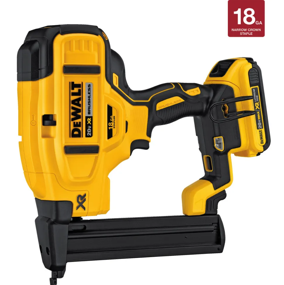 Factory Reconditioned Dewalt 20V MAX Cordless Lithium-Ion 18 Gauge Narrow Crown Stapler Kit