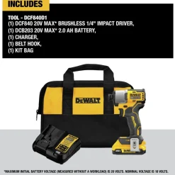 Factory Reconditioned Dewalt 20V MAX Brushless Lithium-Ion 1/4 in. Cordless Impact Driver Kit (2 Ah)