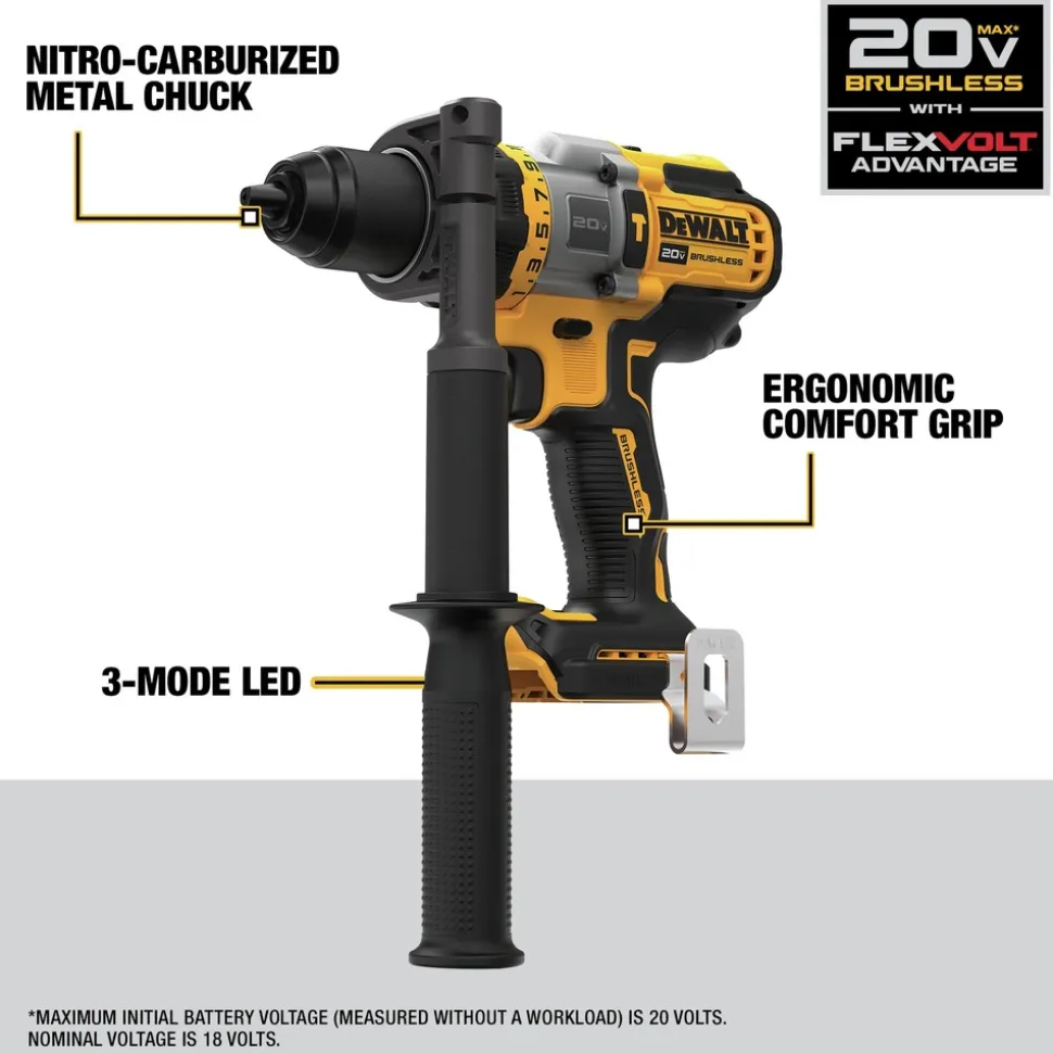 Factory Reconditioned Dewalt 20V MAX Brushless Lithium-Ion 1/2 in. Cordless Hammer Drill Driver with FLEXVOLT ADVANTAGE (Tool Only)