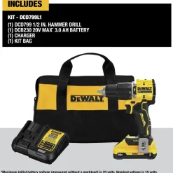 Factory Reconditioned Dewalt 20V MAX ATOMIC Lithium-Ion Brushless 1/2 in. Cordless Hammer Drill Kit (3 Ah)