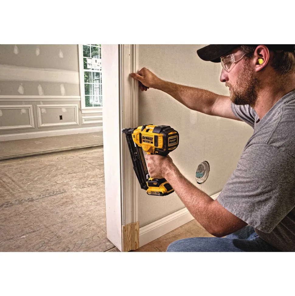 Factory Reconditioned Dewalt 20V MAX Brushless Lithium-Ion 16-Gauge 2-1/2 in. Cordless Angled Finish Nailer Kit (2 Ah)