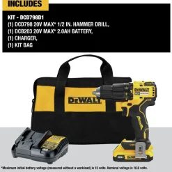 Factory Reconditioned Dewalt 20V MAX Lithium-Ion Brushless 1/2 in. Cordless Hammer Drill Kit (2 Ah)