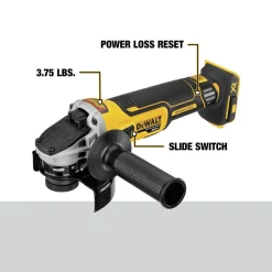 Factory Reconditioned Dewalt 20V MAX XR Lithium-Ion Brushless Slide Switch 4.5 in. Cordless Small Angle Grinder with KICKBACK BRAKE (Tool Only)