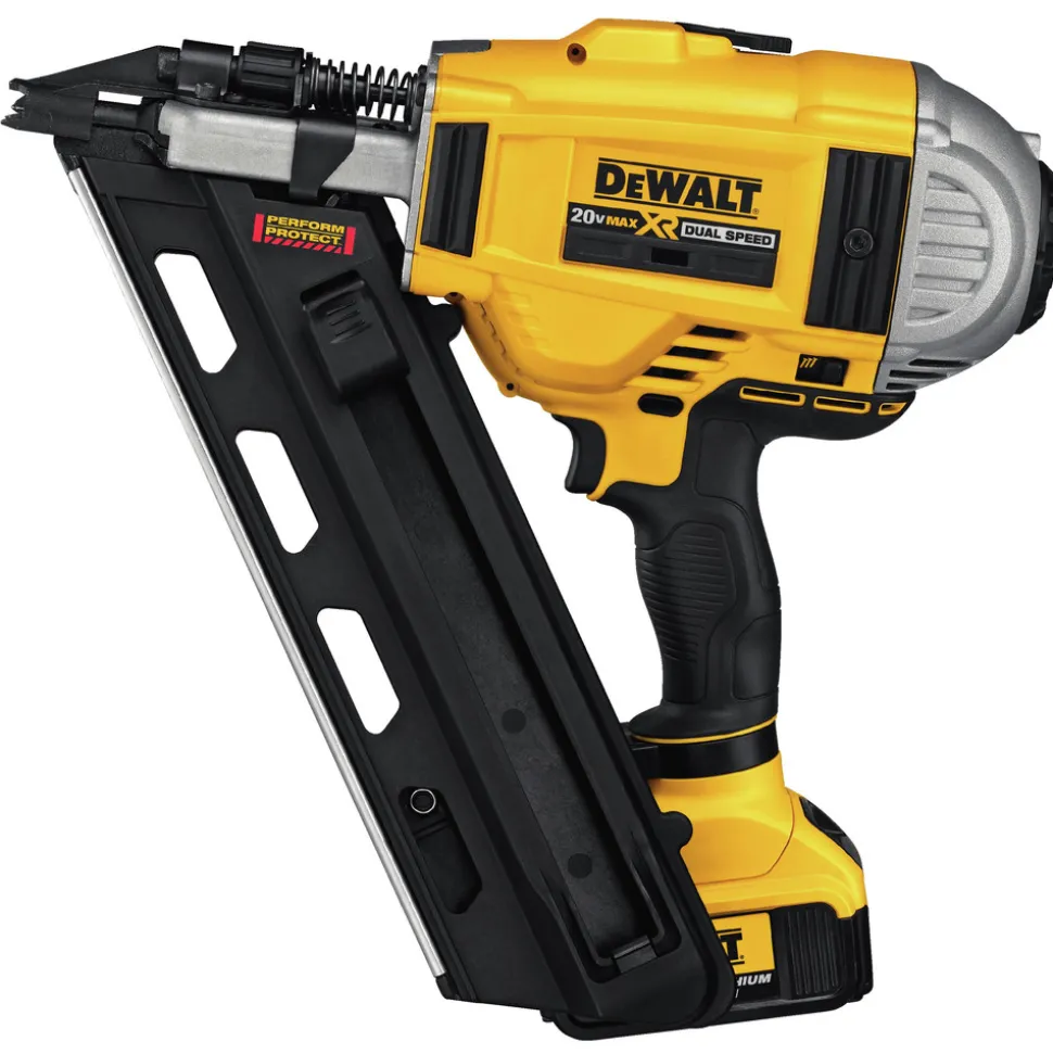 Factory Reconditioned Dewalt 20V MAX XR Dual Speed Lithium-Ion 30 Degrees Cordless Paper Collated Framing Nailer Kit (4 Ah)