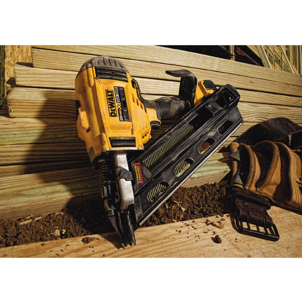 Factory Reconditioned Dewalt 20V MAX XR Dual Speed Lithium-Ion 30 Degrees Cordless Paper Collated Framing Nailer Kit (4 Ah)