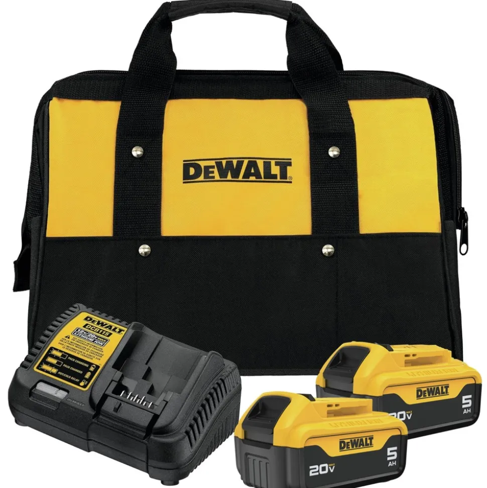 Factory Reconditioned Dewalt 20V MAX 5 Ah Lithium-Ion Batteries and 12V MAX - 20V MAX Charger Starter Kit